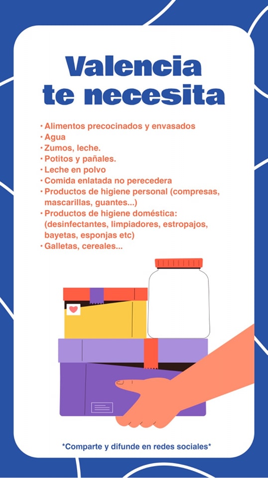 Productos que se pueden donar para los afectados de la Dana en Valencia